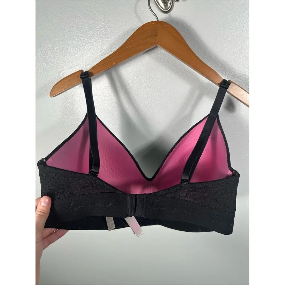 PINK Victoria's Secret Black Leopard Wear Everywhere Wireless Bra Size 36DD